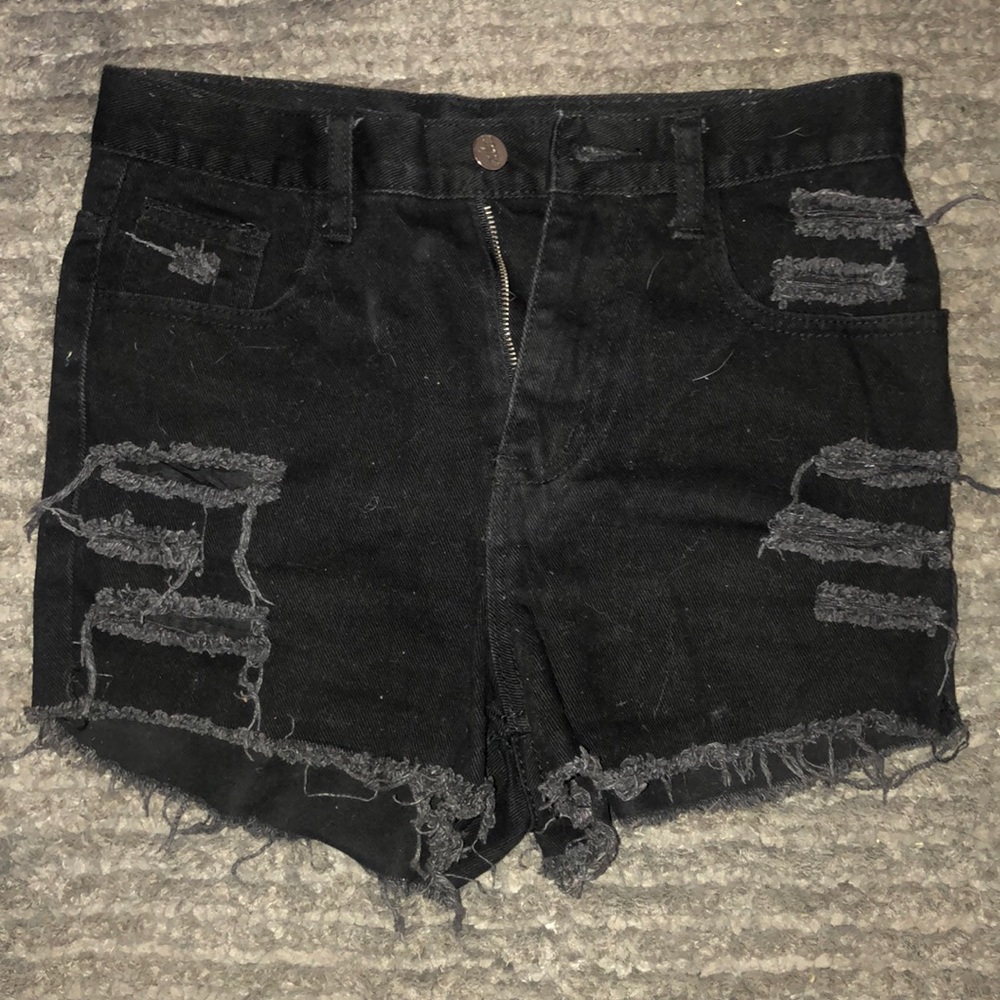 High-waisted black shorts